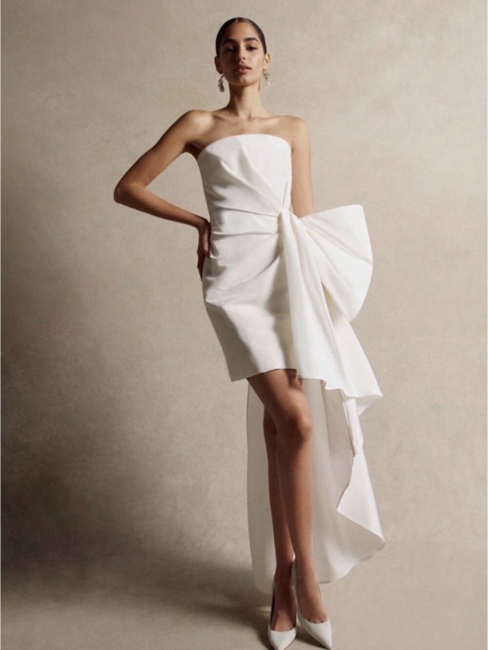 Carolina Herrera, Bridal Mini Dress, Strapless, Size 2, White/Ivory